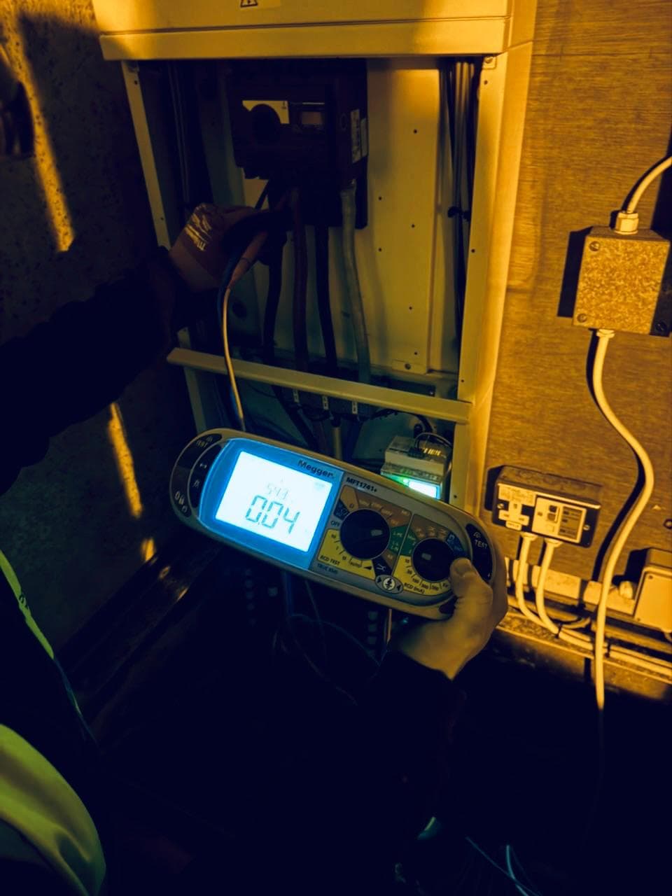 Electrical testing and inspection in progress