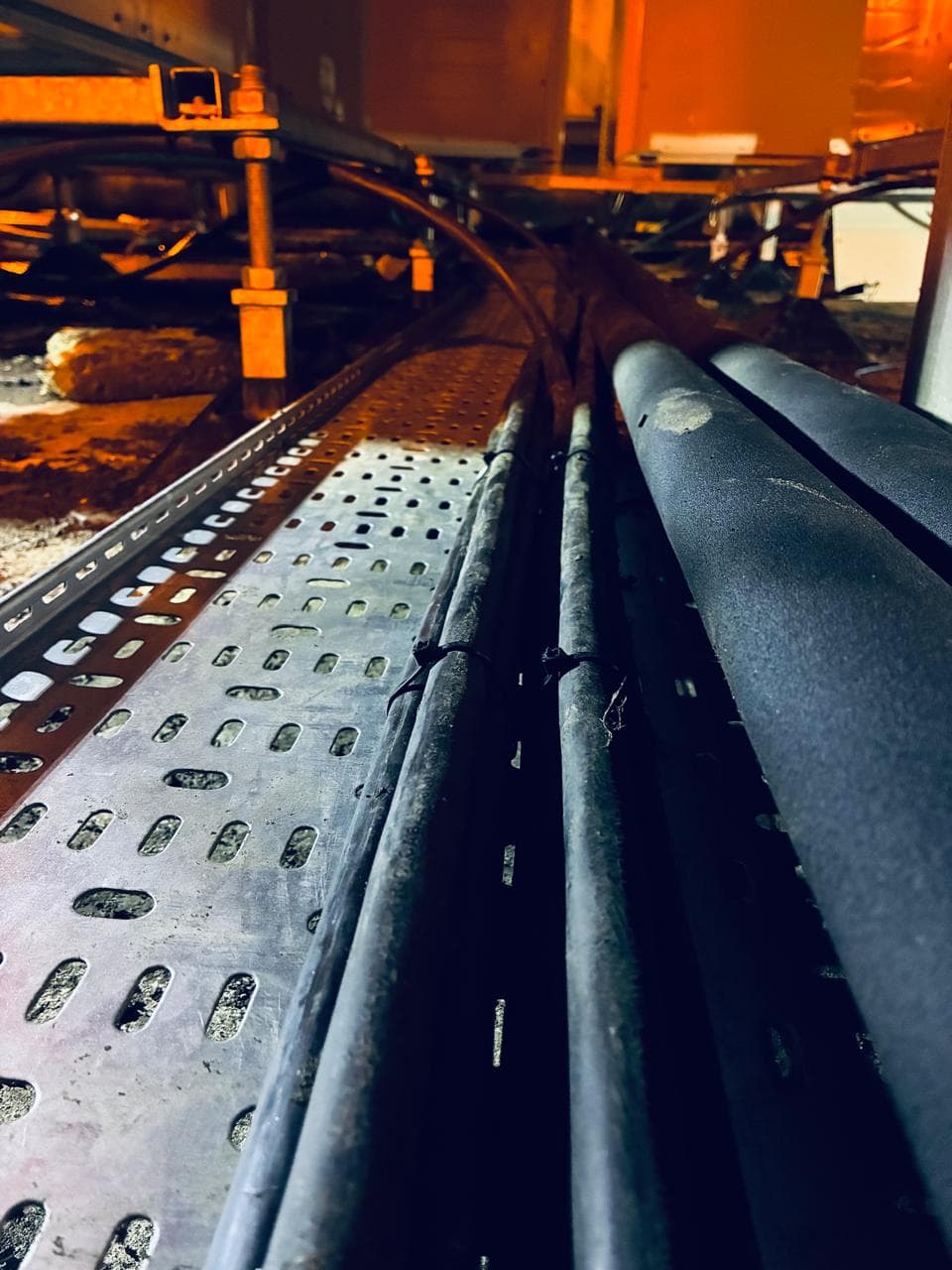 Cable containment detail on a commercial site